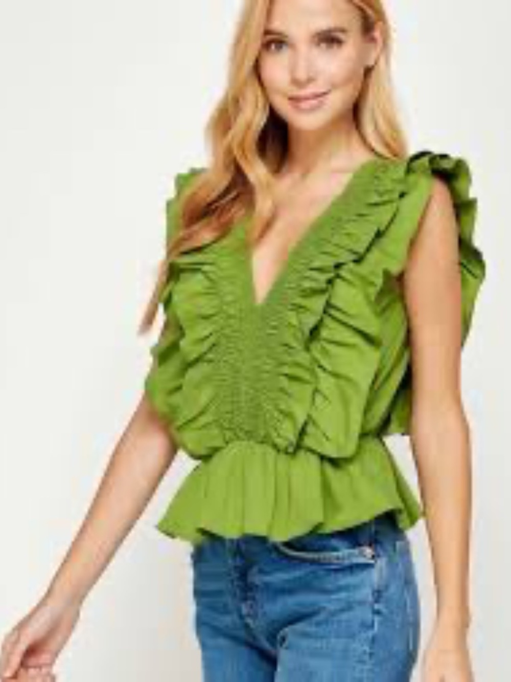 Strut & Bolt Ruffled V Neck Top - Picture 2 of 10